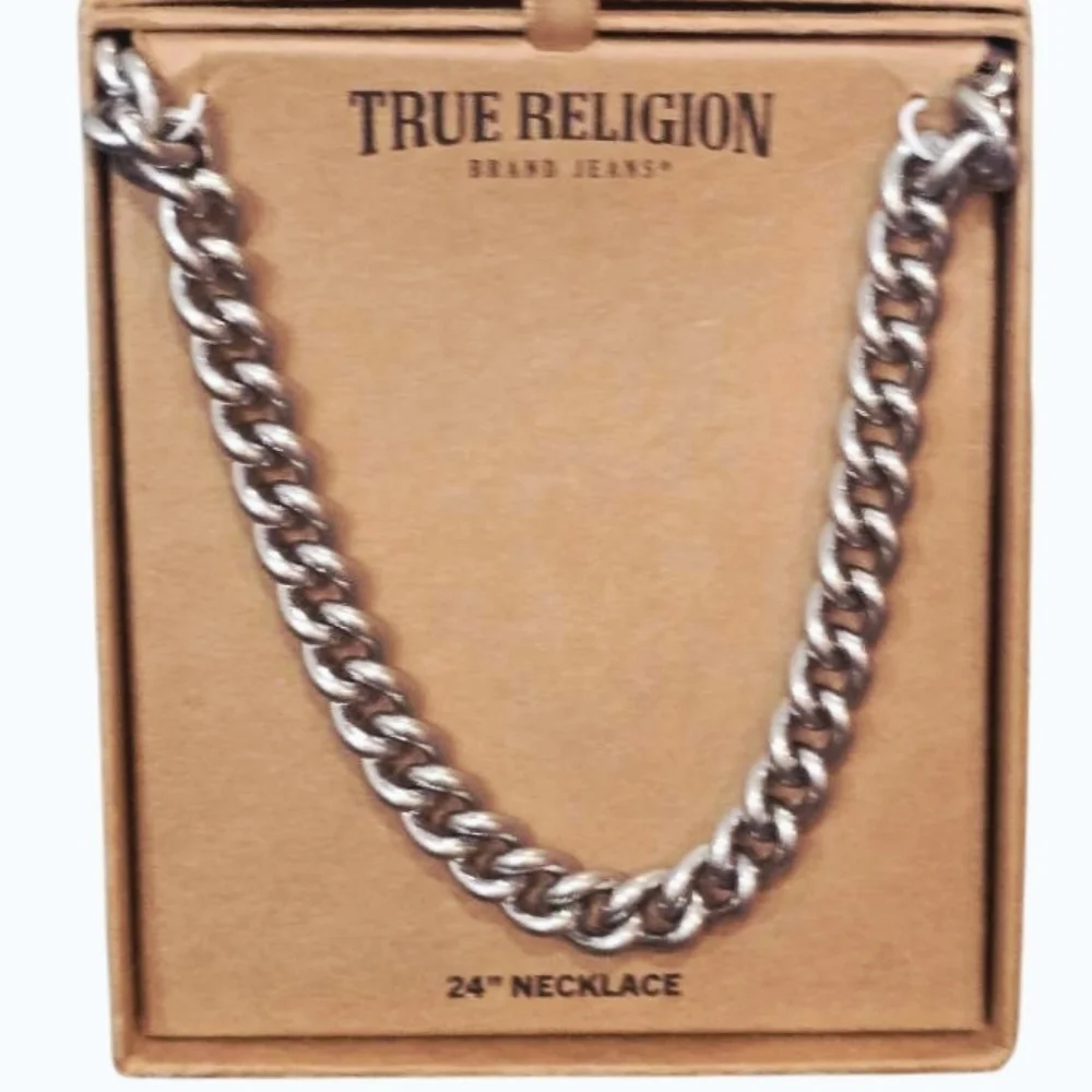 True Religion Silver Cuban‎ Chain Necklace